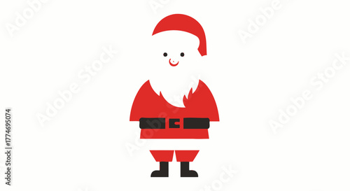 A cheerful cartoon illustration of Santa Claus, depicted with a red suit and a white beard.