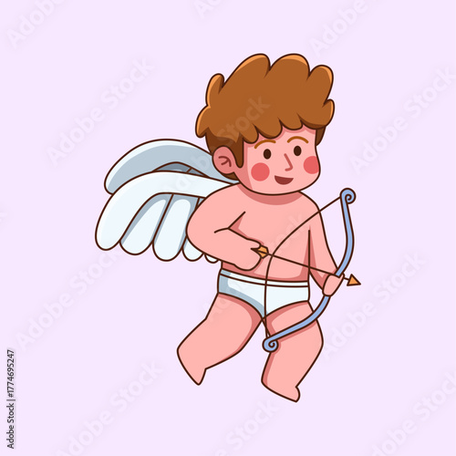 a cute boy with crossbow illustration.