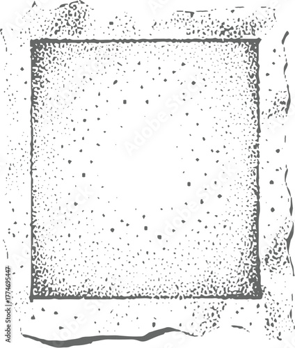 Square frame with stippled texture and rough outer edges border