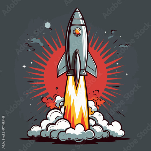 cute cartoon rocket vector image