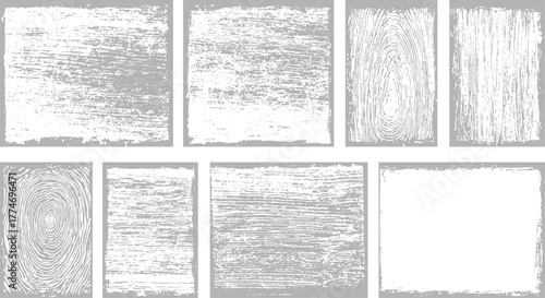 Collection of ten distressed textured backgrounds and frames in white and grey grunge rough