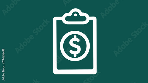 A clipboard icon containing a dollar symbol for budgeting purposes