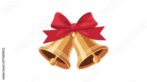 Festive holiday bells with a decorative red bow.