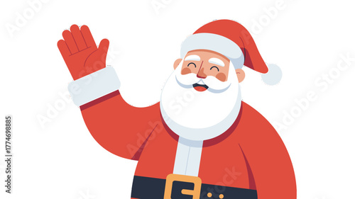 Santa Claus waving in a cheerful gesture, spreading holiday joy.