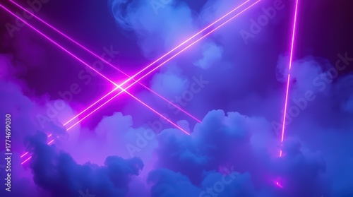 Neon Laser Beams and Clouds