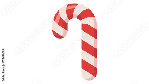 Festive candy cane with red and white stripes.