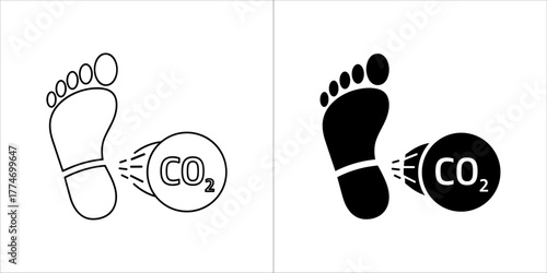 Carbon footprint icon, outline and glyph version