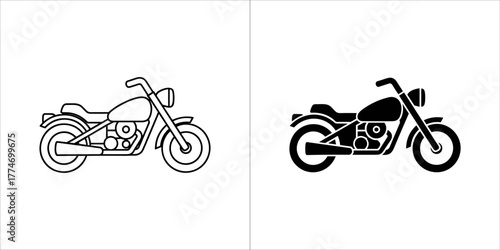 Motorcycle icon, outline and glyph version