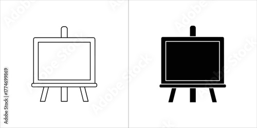 Two easel icons, one in black and white design