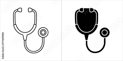 Stethoscope icon, medical equipment concept