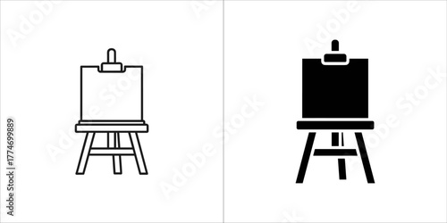 Two easel icons, one in black and white