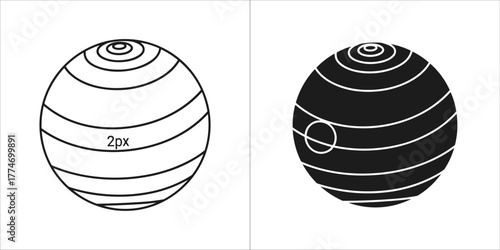 Two globe icons, one in black and white