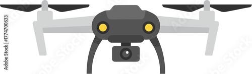 Minimalist Style Detailed Drone with Camera Device Flying Technology Icon