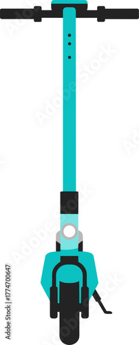 Modern Minimalist Electric Kick Scooter Vehicle Transportation Front View Illustration