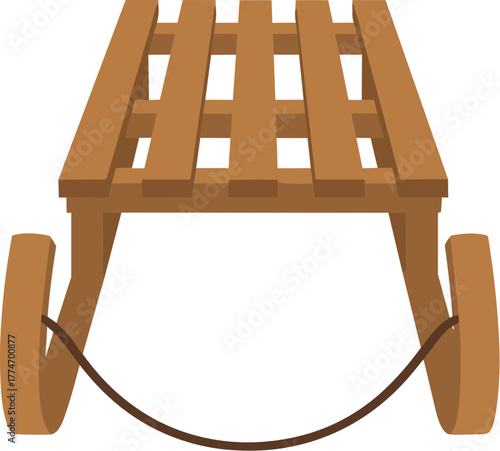 Simple Flat Wood Sled Toy for Winter Season Holiday Illustration