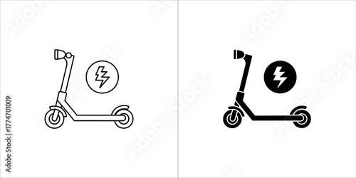 Electric scooter icon for transportation concept