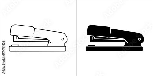 Two stapler icons in black and white