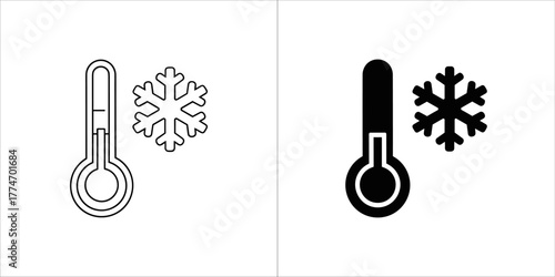 Thermometer icon, cold temperature measurement