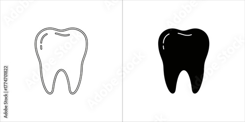 Tooth in black and white for dental care