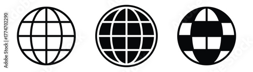 Globe icon set vector illustration. Maximum planet earth icon line and silhouette symbol. Set of globe multiple style collection.