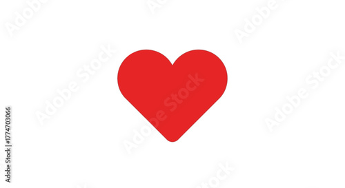 A vibrant red heart symbol centered on a clean white background, representing love and affection.