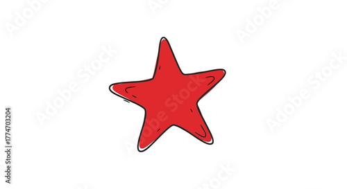 A simple, slightly irregular red star with a hand-drawn outline on a plain white background.