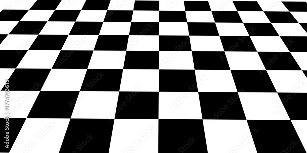 Obraz premium Floor in perspective with checkerboard texture. Empty chess board. Vector illustration.