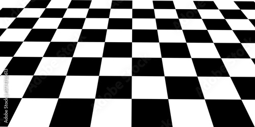 Floor in perspective with checkerboard texture. Empty chess board. Vector illustration.