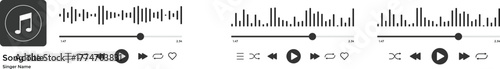 Music player icon set. Playback Interface Symbols. Audio File Control and Podcast Player sign