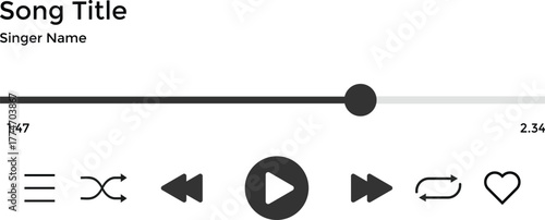 Music player icon set. Playback Interface Symbols. Audio File Control and Podcast Player sign