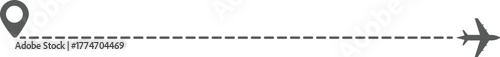 Airplane Route and Flight Path Icon Set. Travel Logistics and Destination Tracking Symbols. Journey Planning symbol. airplane flight route dotted line