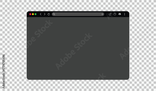 Dark Browser window mockup. Empty web page Interface mockup. computer screen template. Blank Website Layout