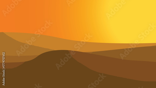 Illustration of the desert land of western Texas Mexico sunset view