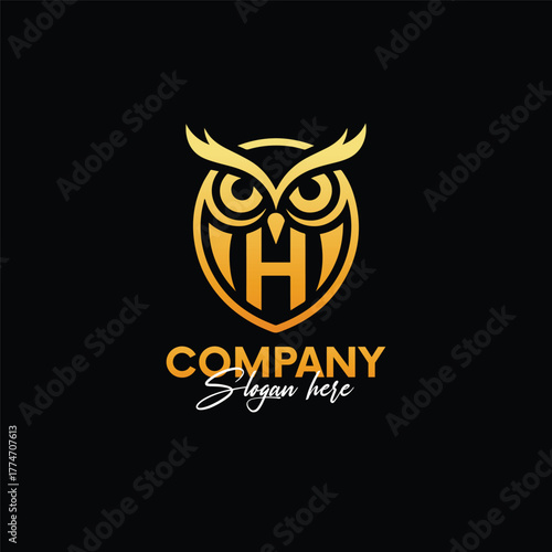Elegant golden owl logo design, perfect for a modern education company or wise consulting firm, conveying trust, knowledge, and sophisticated brand identity