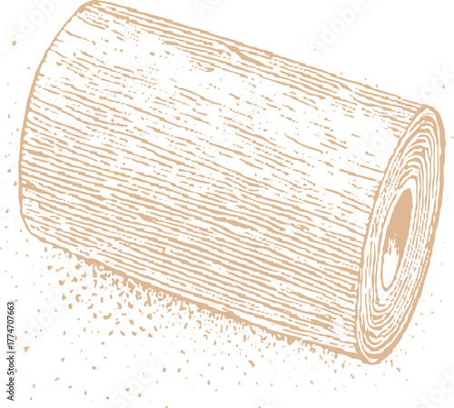 Single log with wood grain texture and sawdust scattered around it timber tree