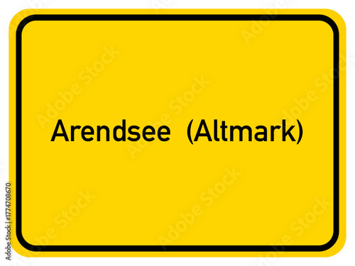 Illustration of a city entrance sign for the city of Arendsee (Altmark)