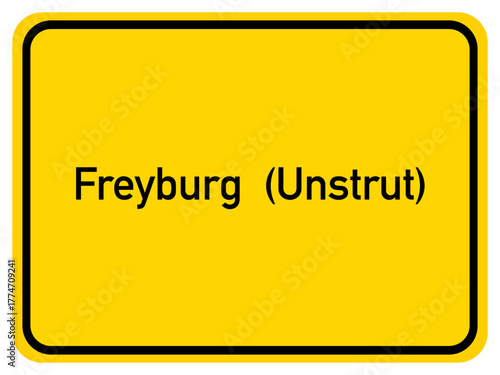 Illustration of a city entrance sign for the city of Freyburg (Unstrut)