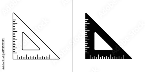 Right triangle ruler for measuring and drawing