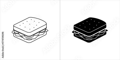 Outline and solid sandwich design for web design