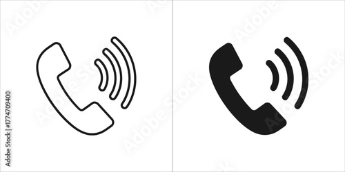 Phone receiver with sound waves, call icon concept