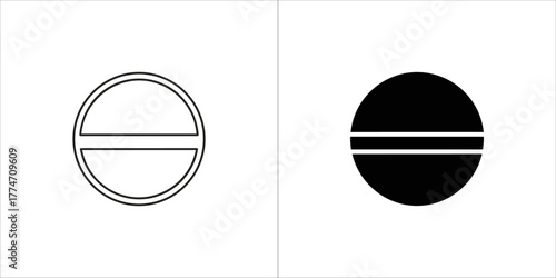 Round pill icon, medicine and healthcare concept