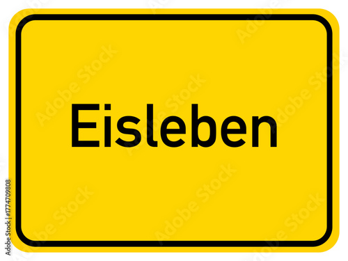 Illustration of a city entrance sign for the city of Eisleben