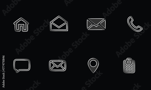 Monochromatic 3D Embossed Communication and Navigation Icons