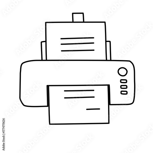 Office Multi-Function Printer or Scanner Line Art