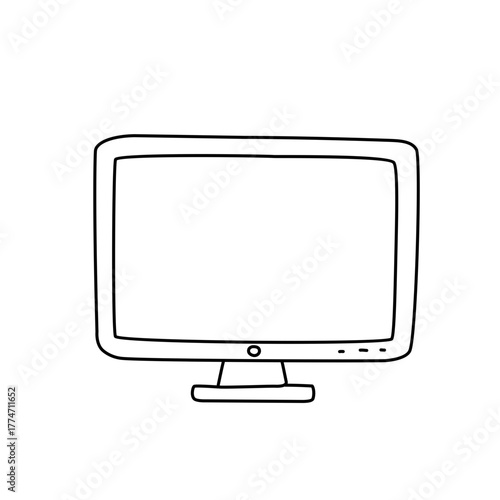 Simple Monitor or Display Screen Line Art