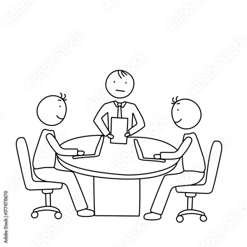 Three Colleagues Working Together at a Desk with a Laptop