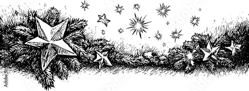 Vintage ornamental frame with stars and radiant lines for holiday celebration design