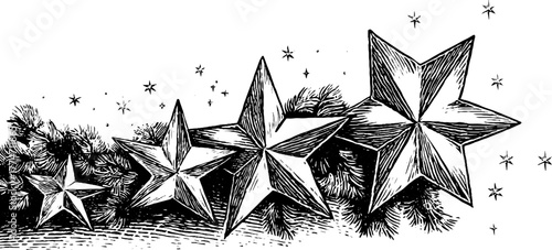 Ornamental frame with stars and radiant lines design for holiday decoration