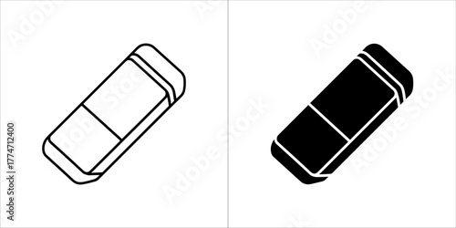 Eraser outline and silhouette for design use
