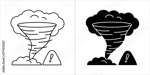 Tornado icon set, natural disaster and weather